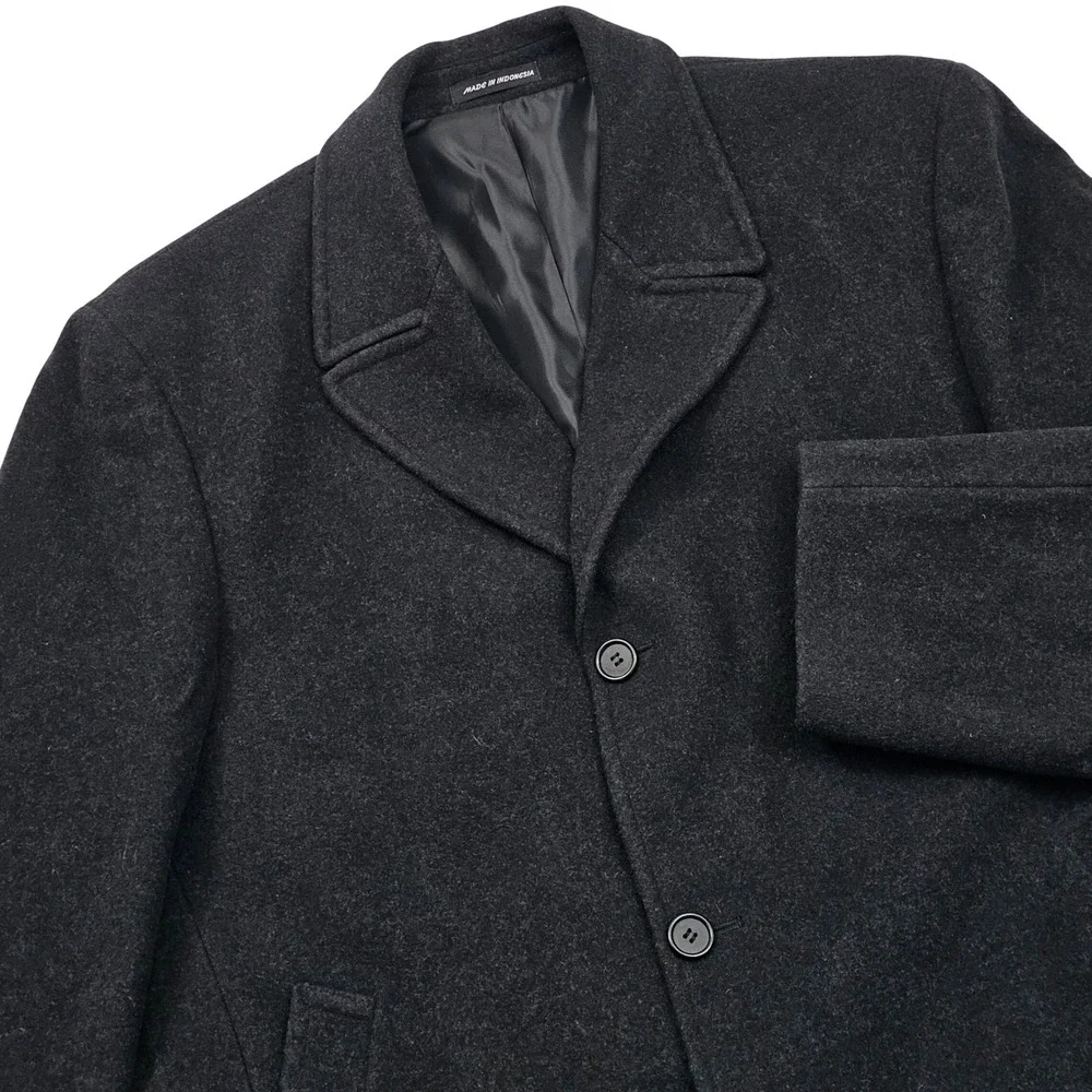 Ralph Lauren Corso Overcoat Mens Large Charcoal Grey Wool Blend Academia Classic